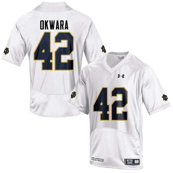 Men's NCAA Notre Dame Fighting Irish #42 Julian Okwara Stitched College Under Armour Authentic White Football Jersey DR10U12BI